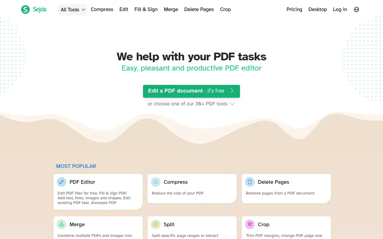 Sejda website screenshot