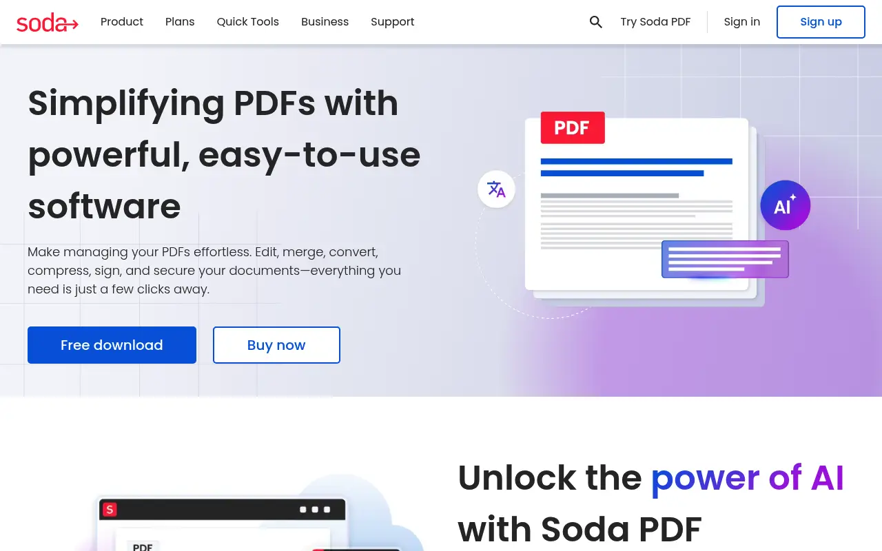 Soda PDF website screenshot